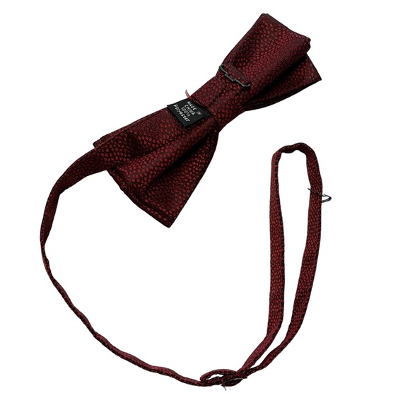 Pronto Uomo Formal Tie Set Pre-Tied Adjustable Burgundy Paisley and Black - Picture 10 of 14